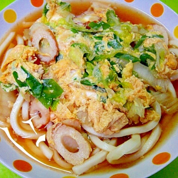 白菜と竹輪の卵とじうどん